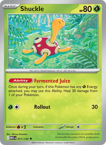 Losse Pokémonkaart 011/132 - Shuckle - Mega Evolution - [Uncommon]