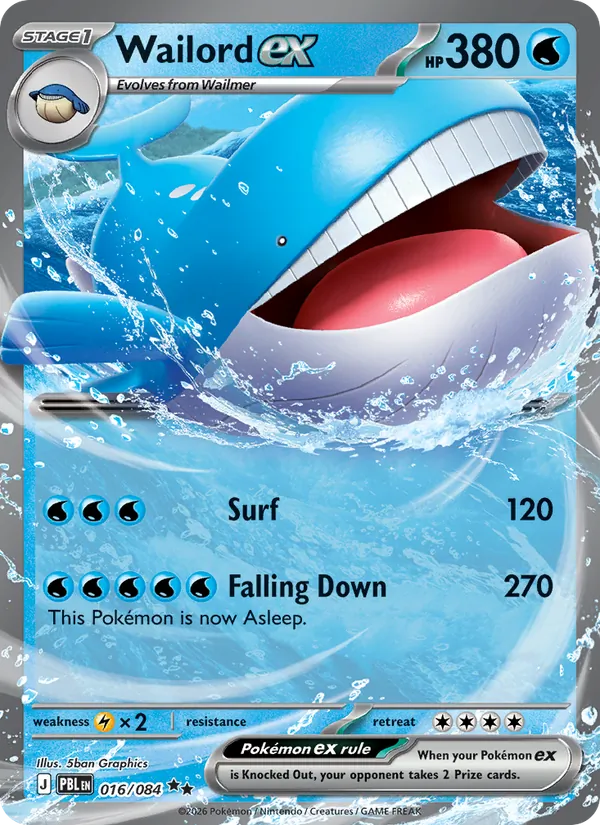 Losse Pokémonkaart 016/084 - Wailord ex - Pitch Black - [Double rare]