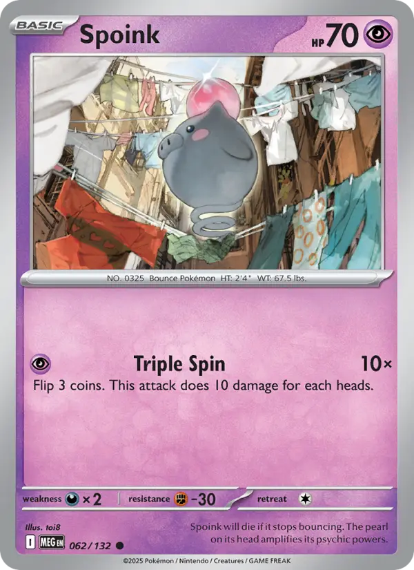 Losse Pokémonkaart 062/132 - Spoink - Mega Evolution - [Common]