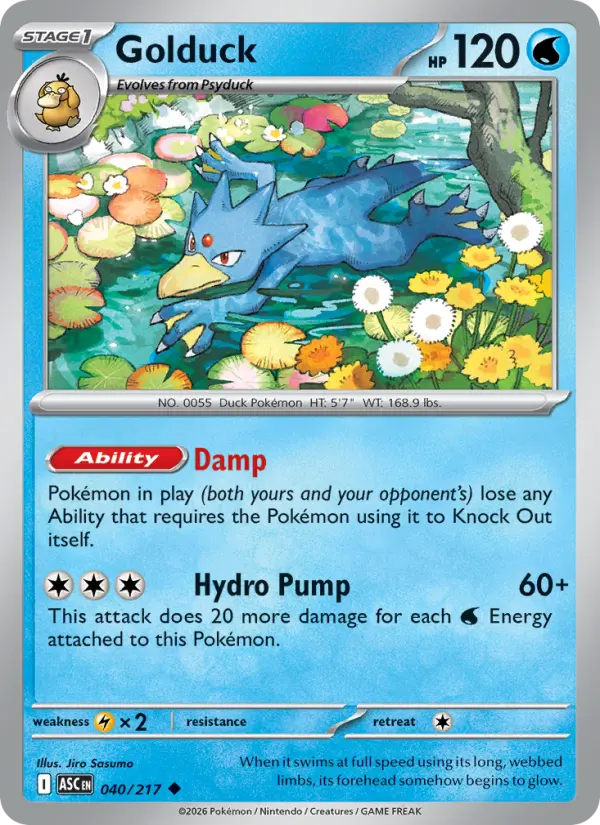 Losse Pokémonkaart 040/217 - Golduck - Ascended Heroes - [Uncommon] - Loveball Reverse Holo