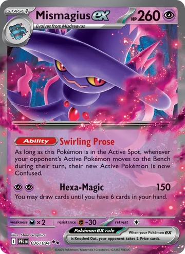 Losse Pokémonkaart 036/094 - Mismagius ex - Phantasmal Flames - [Double rare]