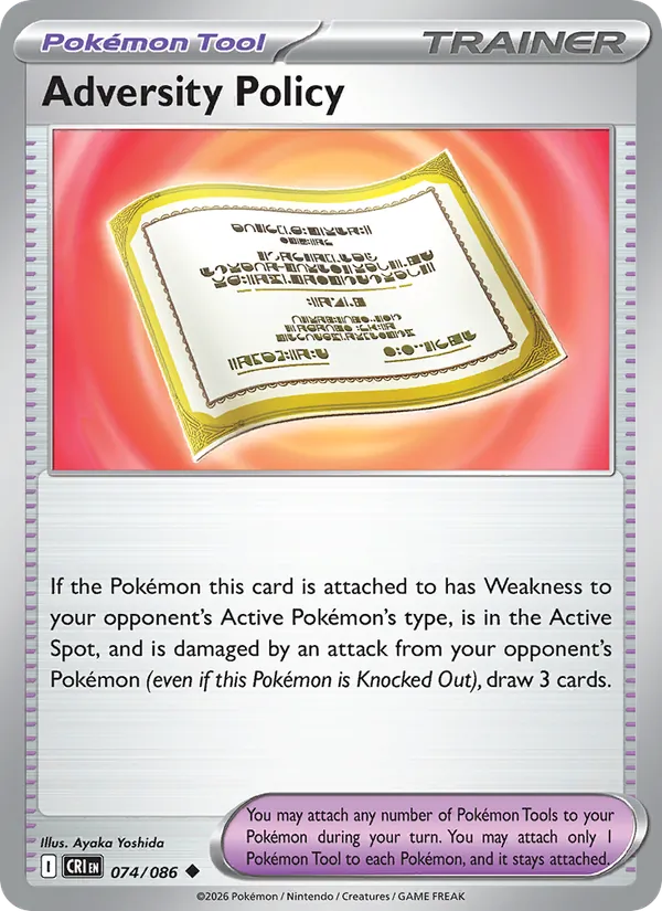 Losse Pokémonkaart 074/086 - Adversity Policy - Chaos Rising - [Uncommon] - Reverse Holo