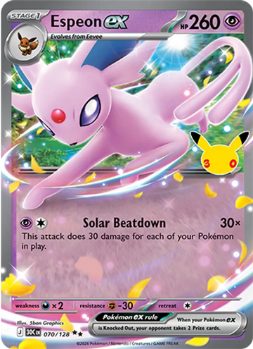 Losse Pokémonkaart 070/128 - Espeon ex - 30th Celebration - [Double rare]