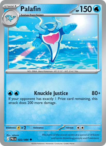 Losse Pokémonkaart 022/084 - Palafin - Pitch Black - [Uncommon]