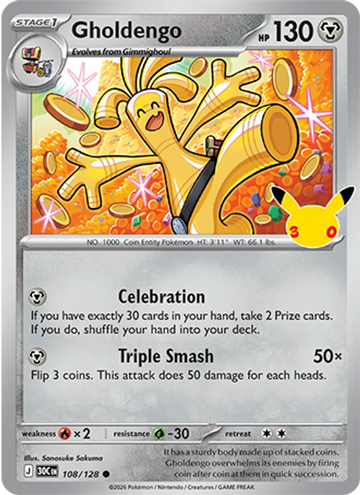Losse Pokémonkaart 108/128 - Gholdengo - 30th Celebration - [Common]