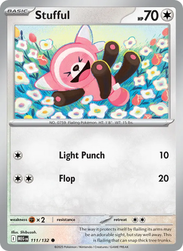 Losse Pokémonkaart 111/132 - Stufful - Mega Evolution - [Common]