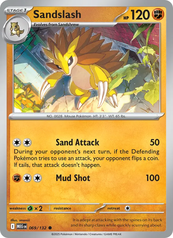 Losse Pokémonkaart 069/132 - Sandslash - Mega Evolution - [Common]