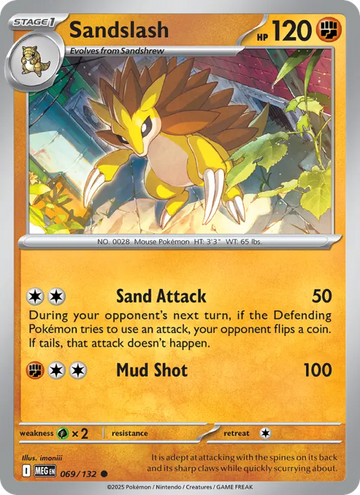 Losse Pokémonkaart 069/132 - Sandslash - Mega Evolution - [Common]