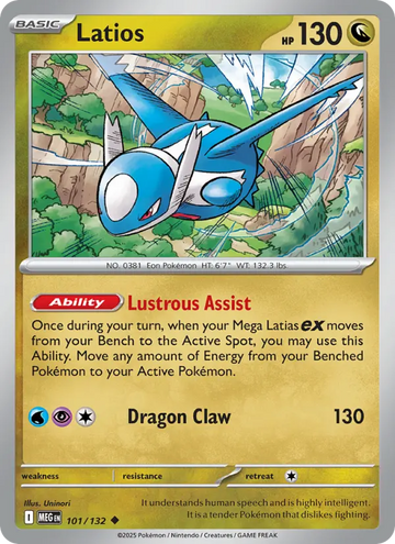 Losse Pokémonkaart 101/132 - Latios - Mega Evolution - [Uncommon]