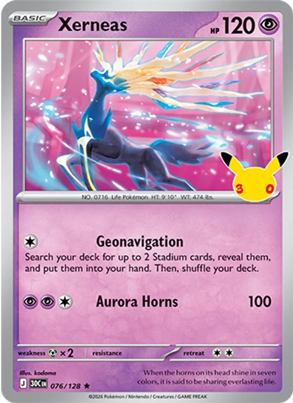 Losse Pokémonkaart 076/128 - Xerneas - 30th Celebration - [Rare]