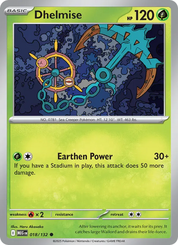 Losse Pokémonkaart 018/132 - Dhelmise - Mega Evolution - [Common]