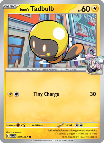 Losse Pokémonkaart 069/217 - Iono's Tadbulb - Ascended Heroes - [Common]