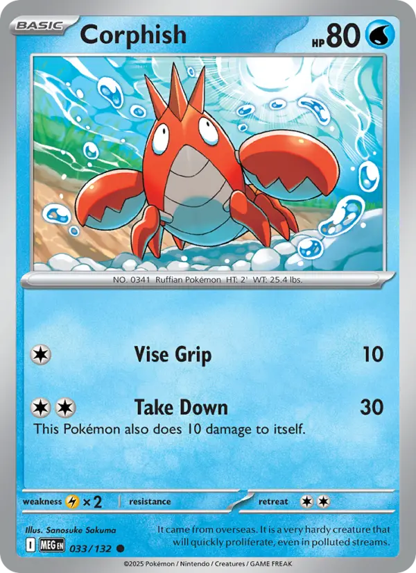 Losse Pokémonkaart 033/132 - Corphish - Mega Evolution - [Common]