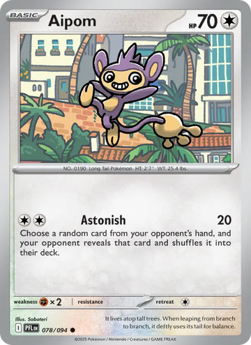 Losse Pokémonkaart 078/094 - Aipom - Phantasmal Flames - [Common]