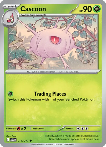 Losse Pokémonkaart 014/217 - Cascoon - Ascended Heroes - [Common]