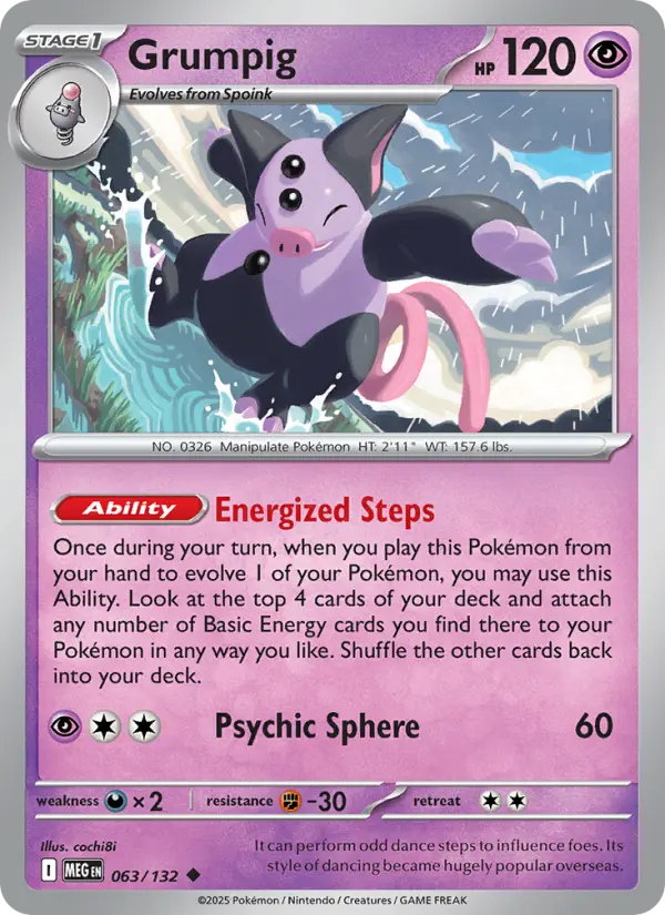 Losse Pokémonkaart 063/132 - Grumpig - Mega Evolution - [Uncommon]