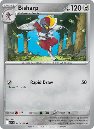 Losse Pokémonkaart 147/217 - Bisharp - Ascended Heroes - [Common] - Quickball Reverse Holo
