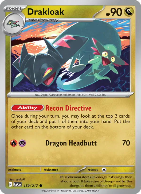 Losse Pokémonkaart 159/217 - Drakloak - Ascended Heroes - [Common] - Energy Reverse Holo