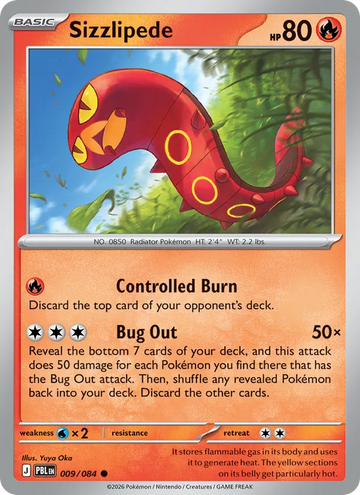 Losse Pokémonkaart 009/084 - Sizzlipede - Pitch Black - [Common] - Reverse Holo