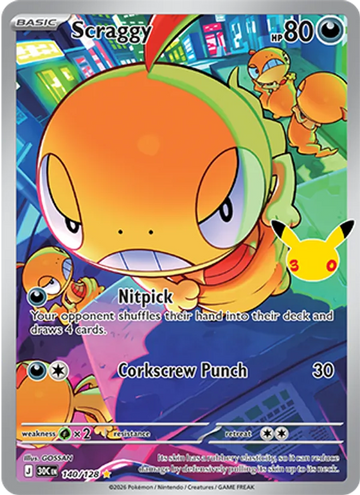 Losse Pokémonkaart 140/128 - Scraggy - 30th Celebration - [Illustration rare]