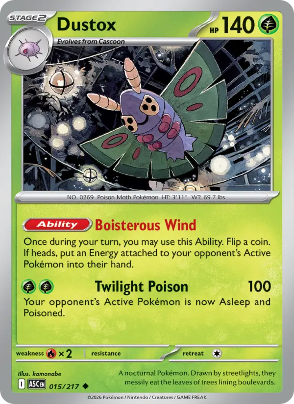 Losse Pokémonkaart 015/217 - Dustox - Ascended Heroes - [Uncommon]