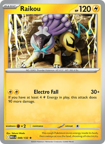 Losse Pokémonkaart 048/132 - Raikou - Mega Evolution - [Rare]