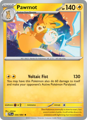Losse Pokémonkaart 034/094 - Pawmot - Phantasmal Flames - [Rare]