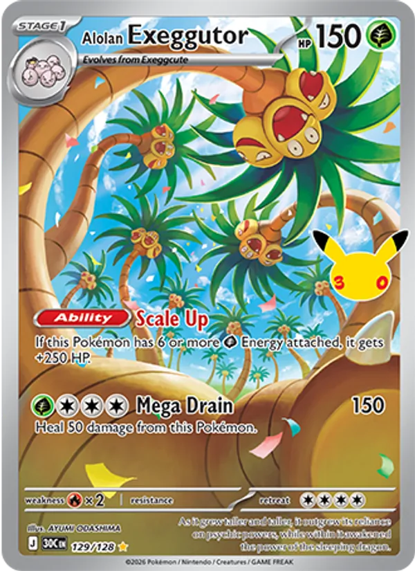 Losse Pokémonkaart 129/128 - Alolan Exeggutor - 30th Celebration - [Illustration rare]