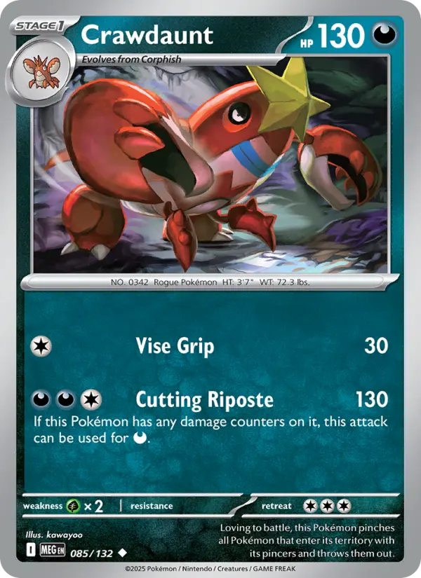 Losse Pokémonkaart 085/132 - Crawdaunt - Mega Evolution - [Uncommon]