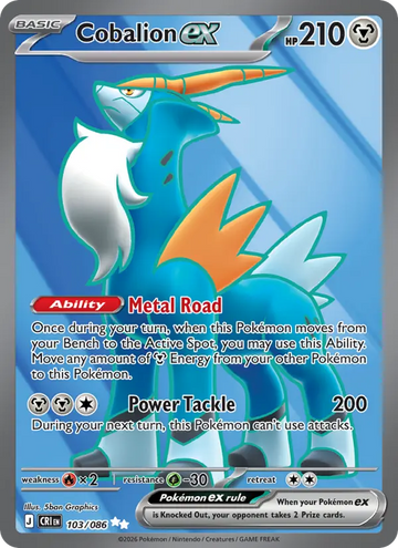 Losse Pokémonkaart 103/086 - Cobalion ex - Chaos Rising - [Ultra Rare]