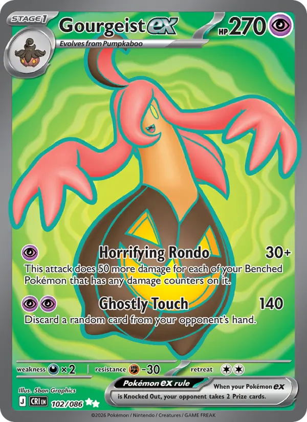 Losse Pokémonkaart 102/086 - Gourgeist ex - Chaos Rising - [Ultra Rare]