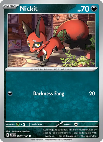 Losse Pokémonkaart 089/132 - Nickit - Mega Evolution - [Common]