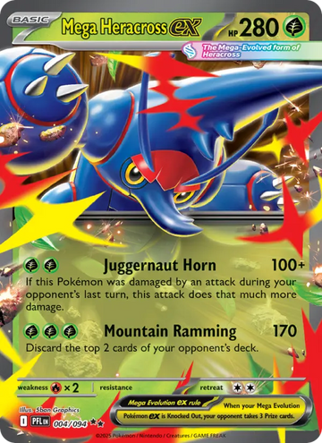 Losse Pokémonkaart 004/094 - Mega Heracross ex - Phantasmal Flames - [Double rare]