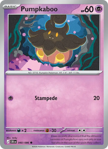 Losse Pokémonkaart 040/086 - Pumpkaboo - Chaos Rising - [Common]