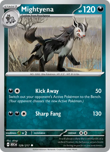 Losse Pokémonkaart 129/217 - Mightyena - Ascended Heroes - [Uncommon] - Duskball Reverse Holo