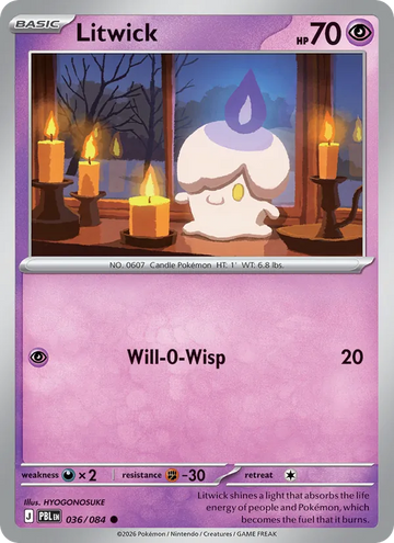 Losse Pokémonkaart 036/084 - Litwick - Pitch Black - [Common] - Reverse Holo