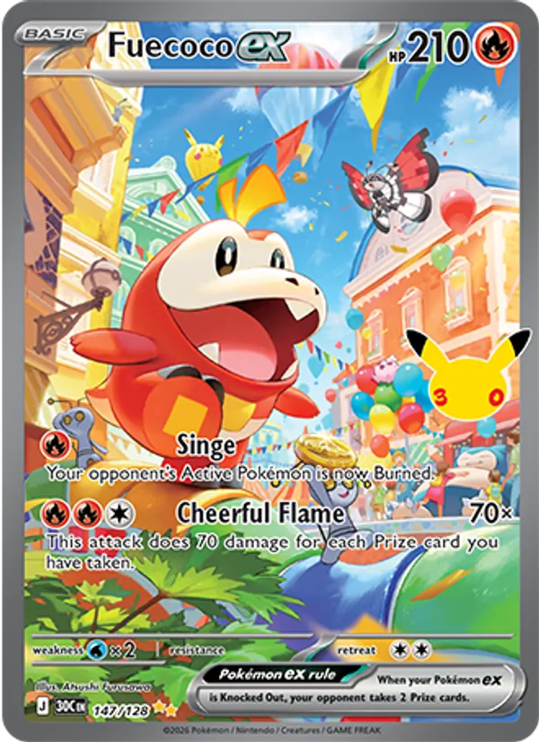 Losse Pokémonkaart 147/128 - Fuecoco ex - 30th Celebration - [Special illustration rare]