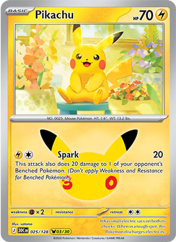 Losse Pokémonkaart 025/128 - Pikachu - 30th Celebration - [Pikachu Rare]