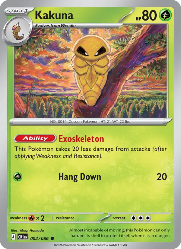 Losse Pokémonkaart 002/086 - Kakuna - Chaos Rising - [Common]