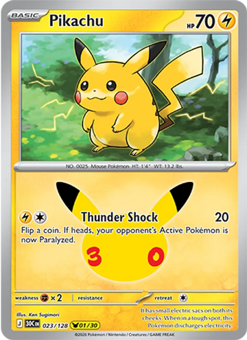 Losse Pokémonkaart 023/128 - Pikachu - 30th Celebration - [Pikachu Rare]