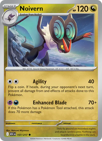 Losse Pokémonkaart 157/217 - Noivern - Ascended Heroes - [Uncommon] - Energy Reverse Holo