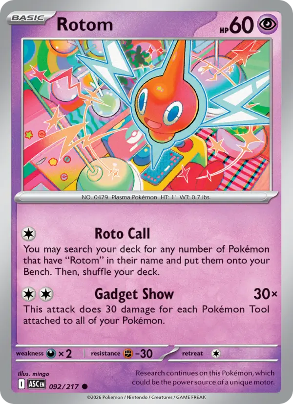 Losse Pokémonkaart 092/217 - Rotom - Ascended Heroes - [Common] - Energy Reverse Holo
