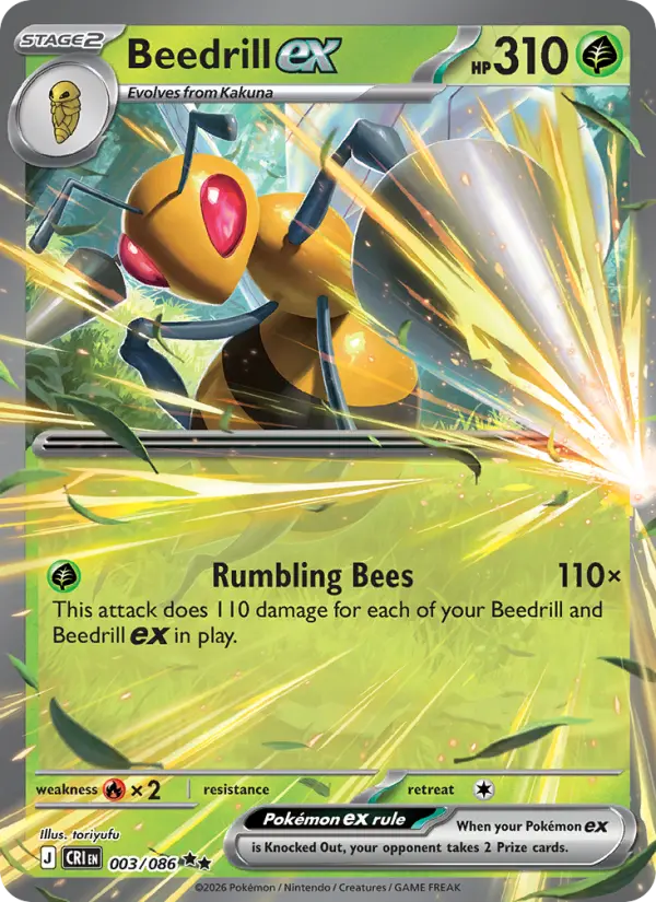 Losse Pokémonkaart 003/086 - Beedrill ex - Chaos Rising - [Double rare]
