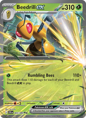 Losse Pokémonkaart 003/086 - Beedrill ex - Chaos Rising - [Double rare]