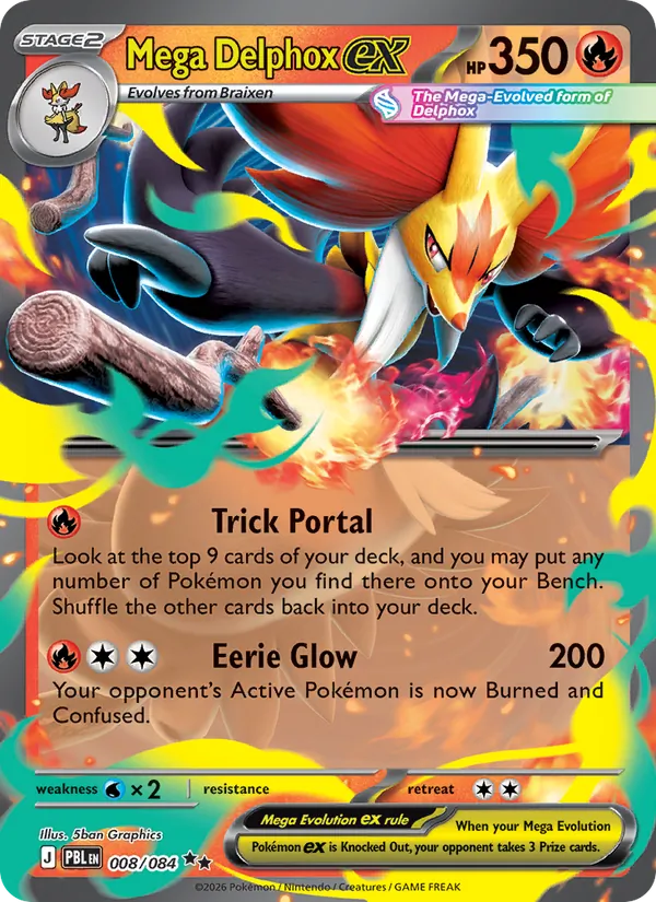 Losse Pokémonkaart 008/084 - Mega Delphox ex - Pitch Black - [Double rare]