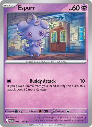 Losse Pokémonkaart 036/086 - Espurr - Chaos Rising - [Common] - Reverse Holo