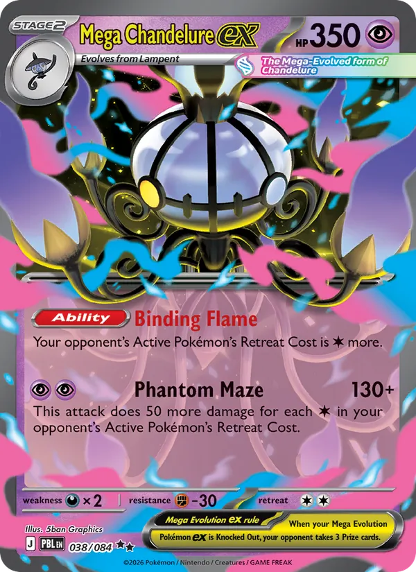 Losse Pokémonkaart 038/084 - Mega Chandelure ex - Pitch Black - [Double rare]