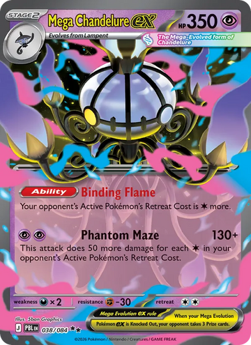 Losse Pokémonkaart 038/084 - Mega Chandelure ex - Pitch Black - [Double rare]