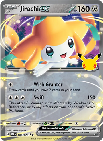 Losse Pokémonkaart 102/128 - Jirachi ex - 30th Celebration - [Double rare]