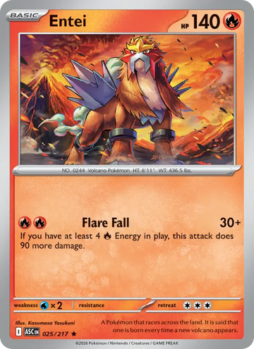 Losse Pokémonkaart 025/217 - Entei - Ascended Heroes - [Rare] - Quickball Reverse Holo